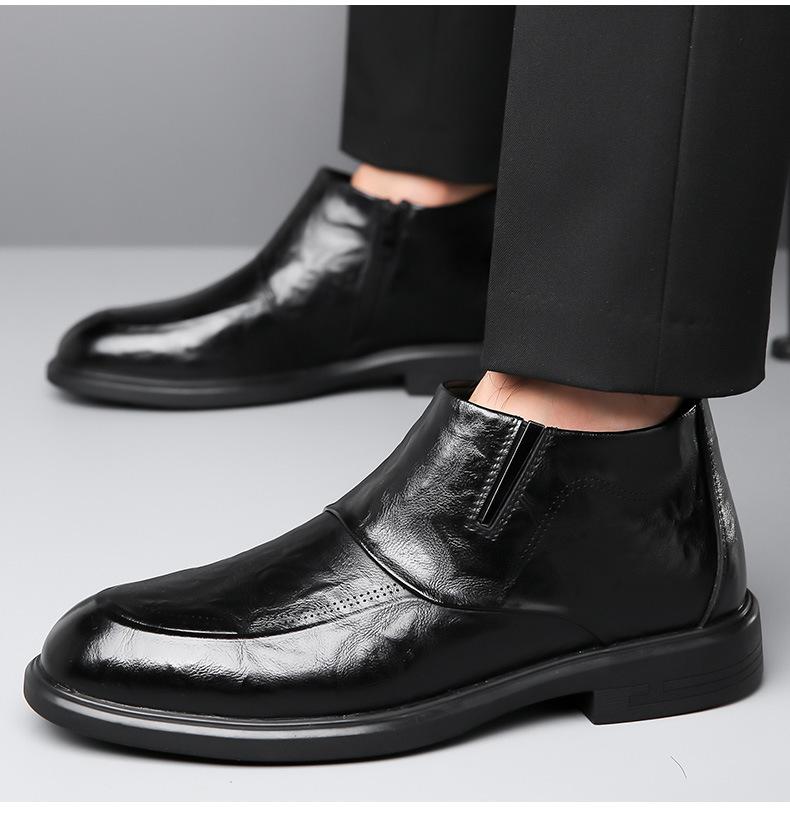 Fleece-lined Business Dress Cotton Leather Shoes