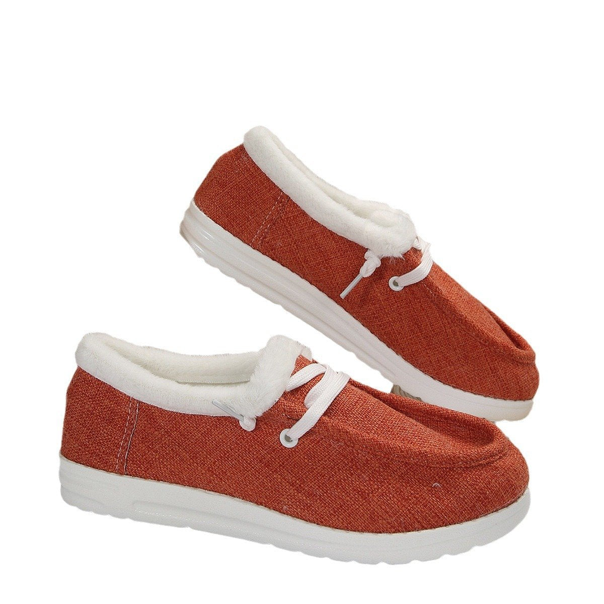 Fashion Cloth Fleece-lined Warm White Shoes