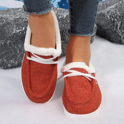 Fashion Cloth Fleece-lined Warm White Shoes