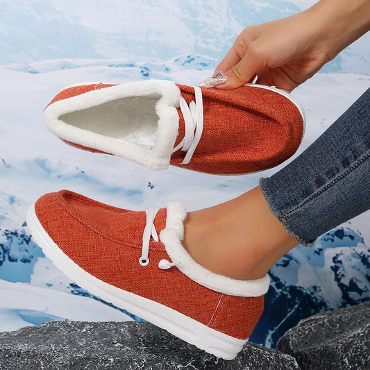 Fashion Cloth Fleece-lined Warm White Shoes