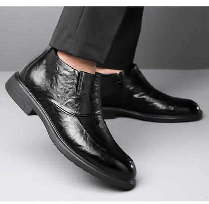 Fleece-lined Business Dress Cotton Leather Shoes