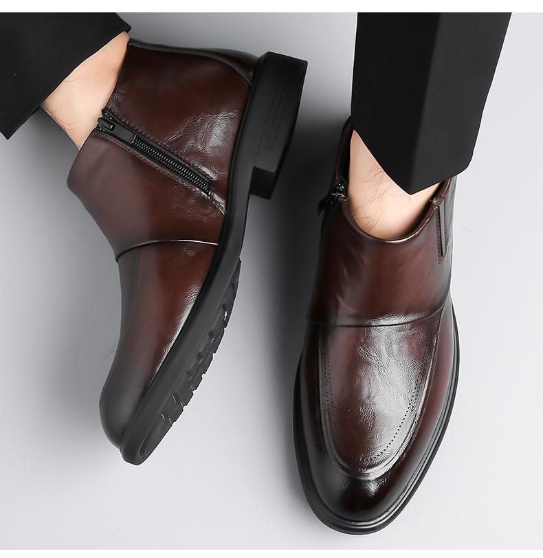 Fleece-lined Business Dress Cotton Leather Shoes