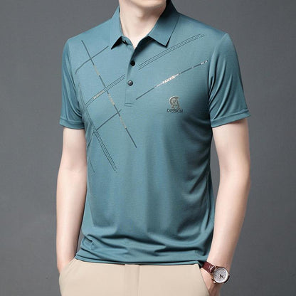 Men's Wrinkle Resistant High Stretch Ice Silk Polo Shirt - Father's Day Special