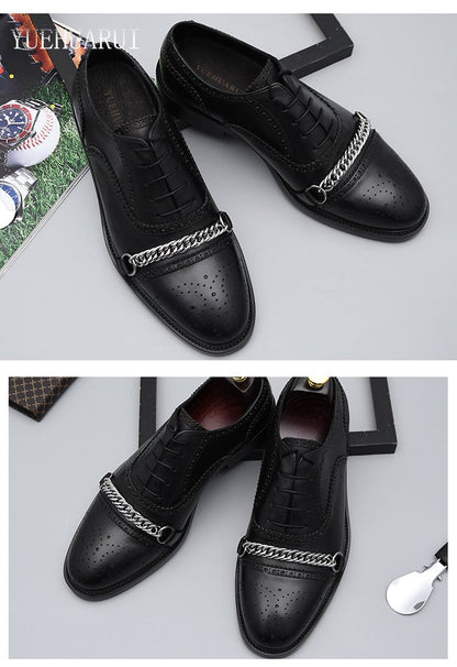 Oxford Metal Chain Handmade Leather Shoes