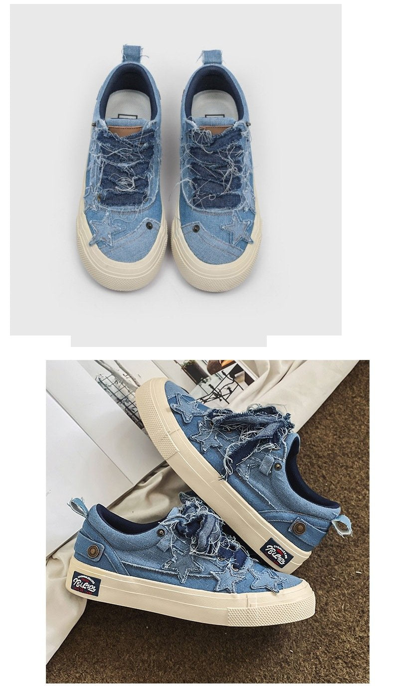 Denim Stars Couple Canvas Low-Top Men's Shoes