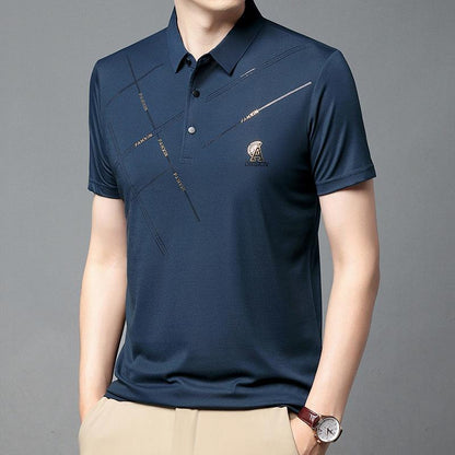 Men's Wrinkle Resistant High Stretch Ice Silk Polo Shirt - Father's Day Special