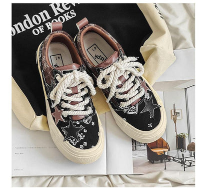 Denim Stars Couple Canvas Low-Top Men's Shoes