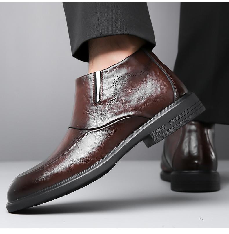 Fleece-lined Business Dress Cotton Leather Shoes