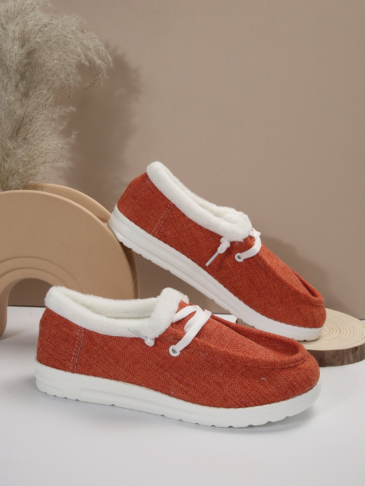 Fashion Cloth Fleece-lined Warm White Shoes