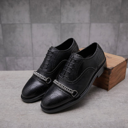 Oxford Metal Chain Handmade Leather Shoes