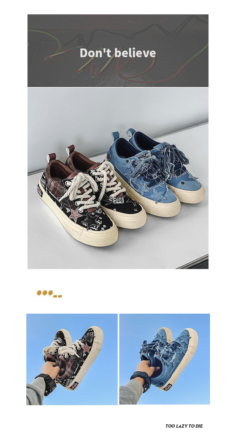 Denim Stars Couple Canvas Low-Top Men's Shoes