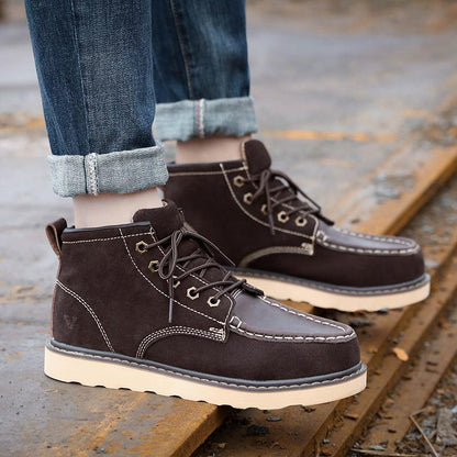 Men's Leather Lace-Up Fashionable Ankle Boots