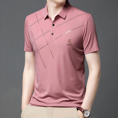 Men's Wrinkle Resistant High Stretch Ice Silk Polo Shirt - Father's Day Special