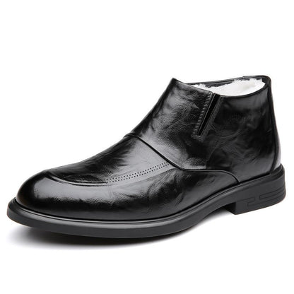 Fleece-lined Business Dress Cotton Leather Shoes