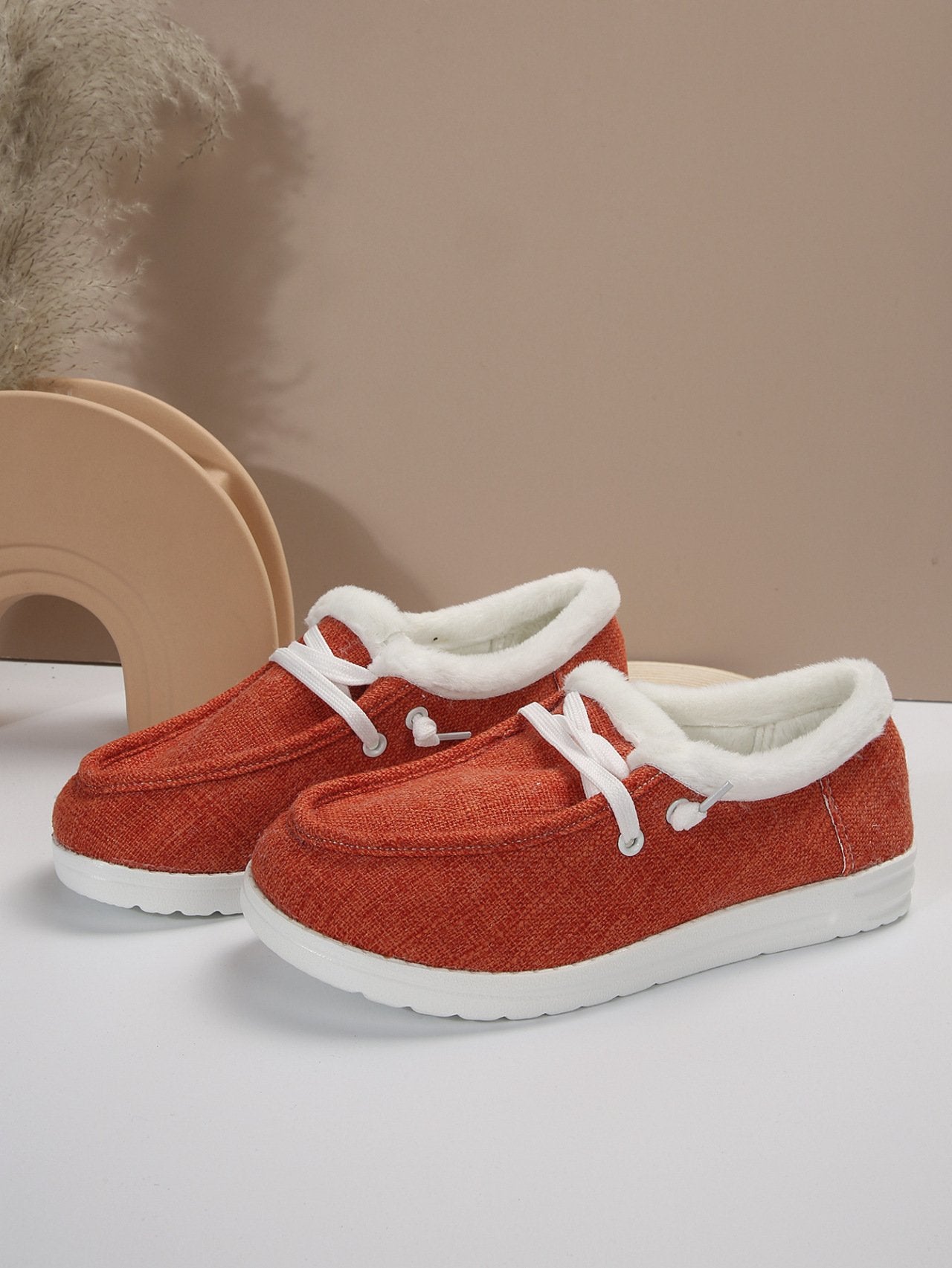 Fashion Cloth Fleece-lined Warm White Shoes