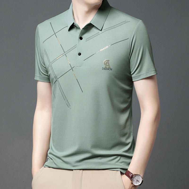 Men's Wrinkle Resistant High Stretch Ice Silk Polo Shirt - Father's Day Special