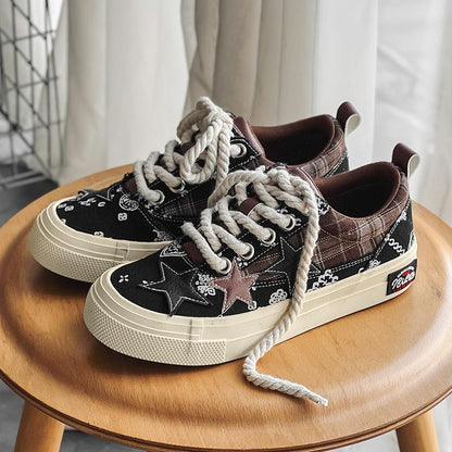 Denim Stars Couple Canvas Low-Top Men's Shoes