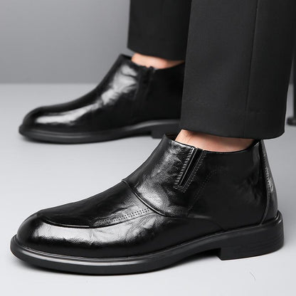 Fleece-lined Business Dress Cotton Leather Shoes