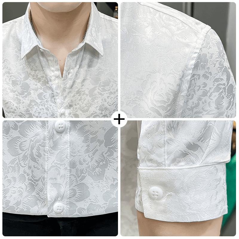 N0620 Summer ice silk jacquard short sleeve shirt