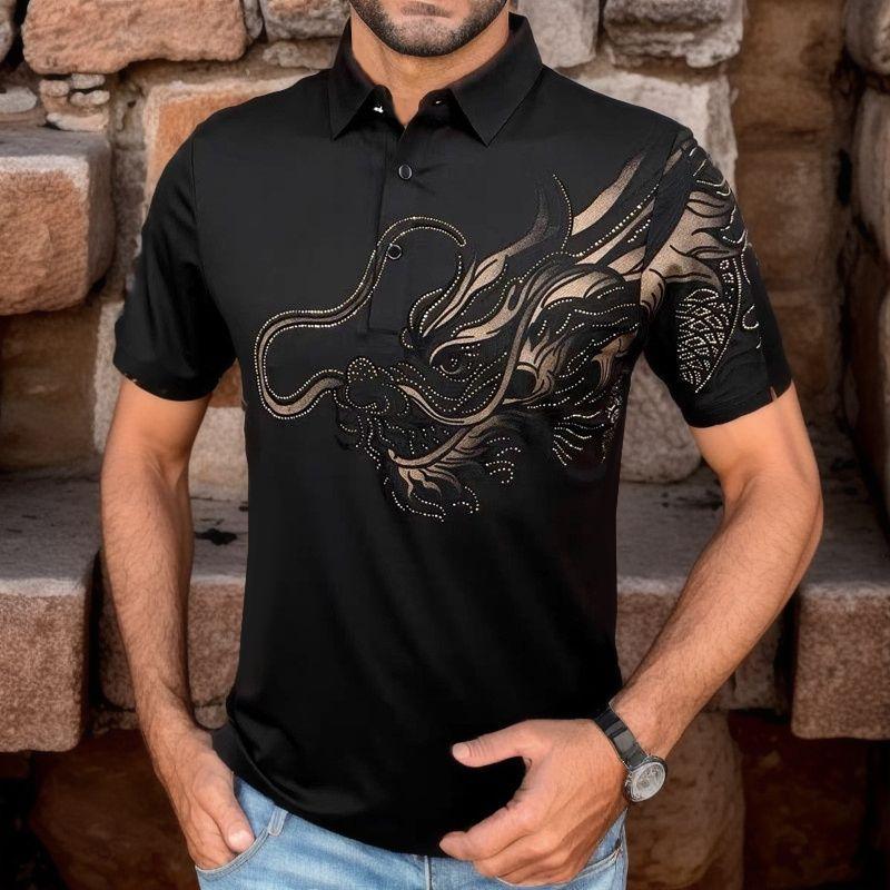 A1530 Summer New Dragon Pattern Polo Shirt T-shirt