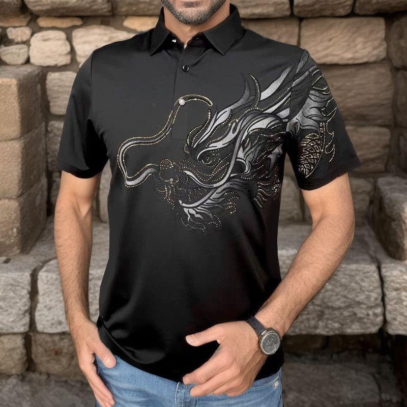 A1530 Summer New Dragon Pattern Polo Shirt T-shirt