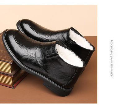 Fleece-lined Business Dress Cotton Leather Shoes