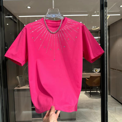 D5242 New Summer Rhinestone T-shirt