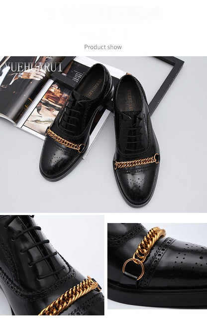 Oxford Metal Chain Handmade Leather Shoes