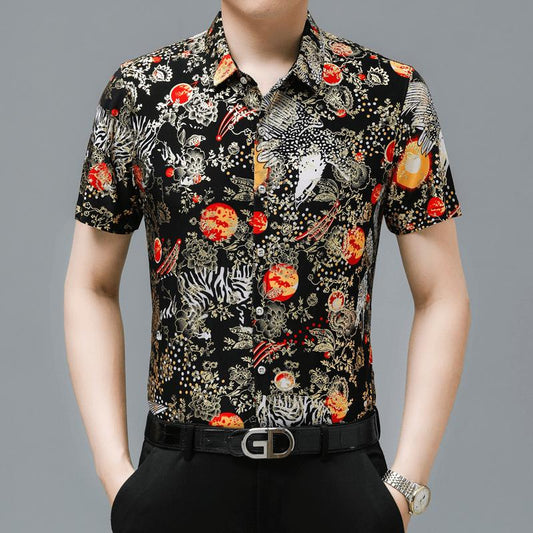 N0613 Men's printed casual thin fashion trendy shirt T-shirt