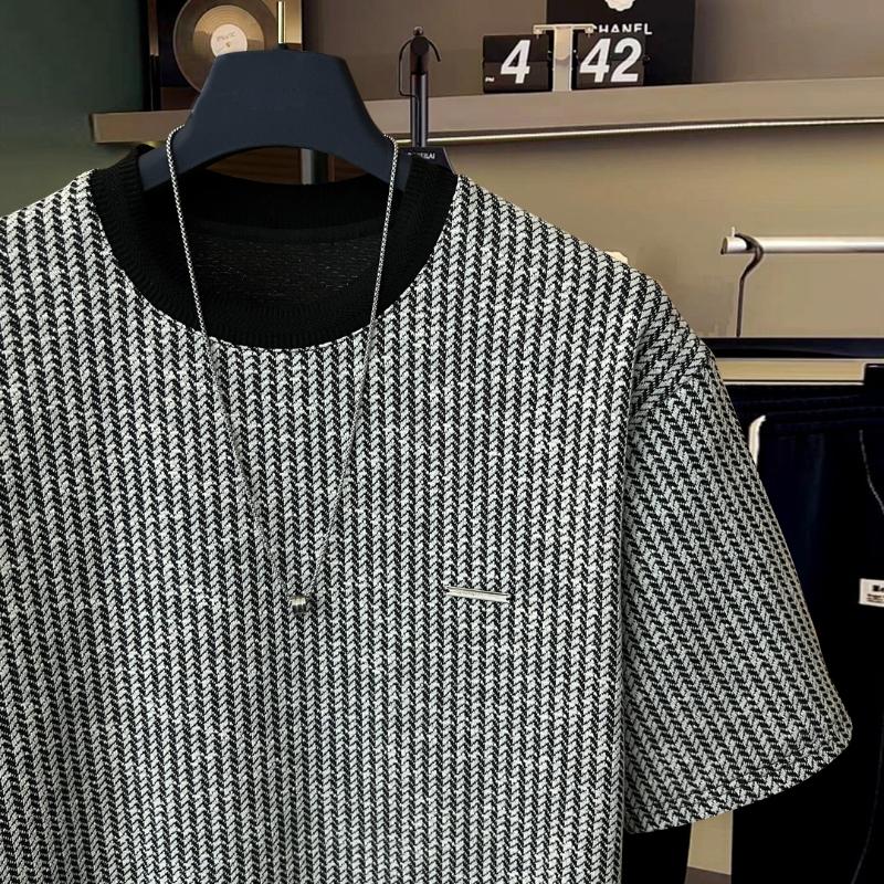 D5071 Lce Silk Knitted Short-sleeved T-shirt