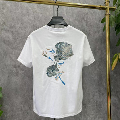 A012 Summer New Arrival Embroidered Rose Short Sleeve Suit