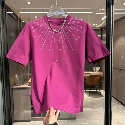 D5242 New Summer Rhinestone T-shirt