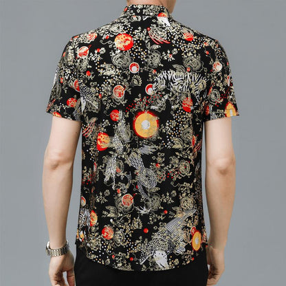 N0613 Men's printed casual thin fashion trendy shirt T-shirt